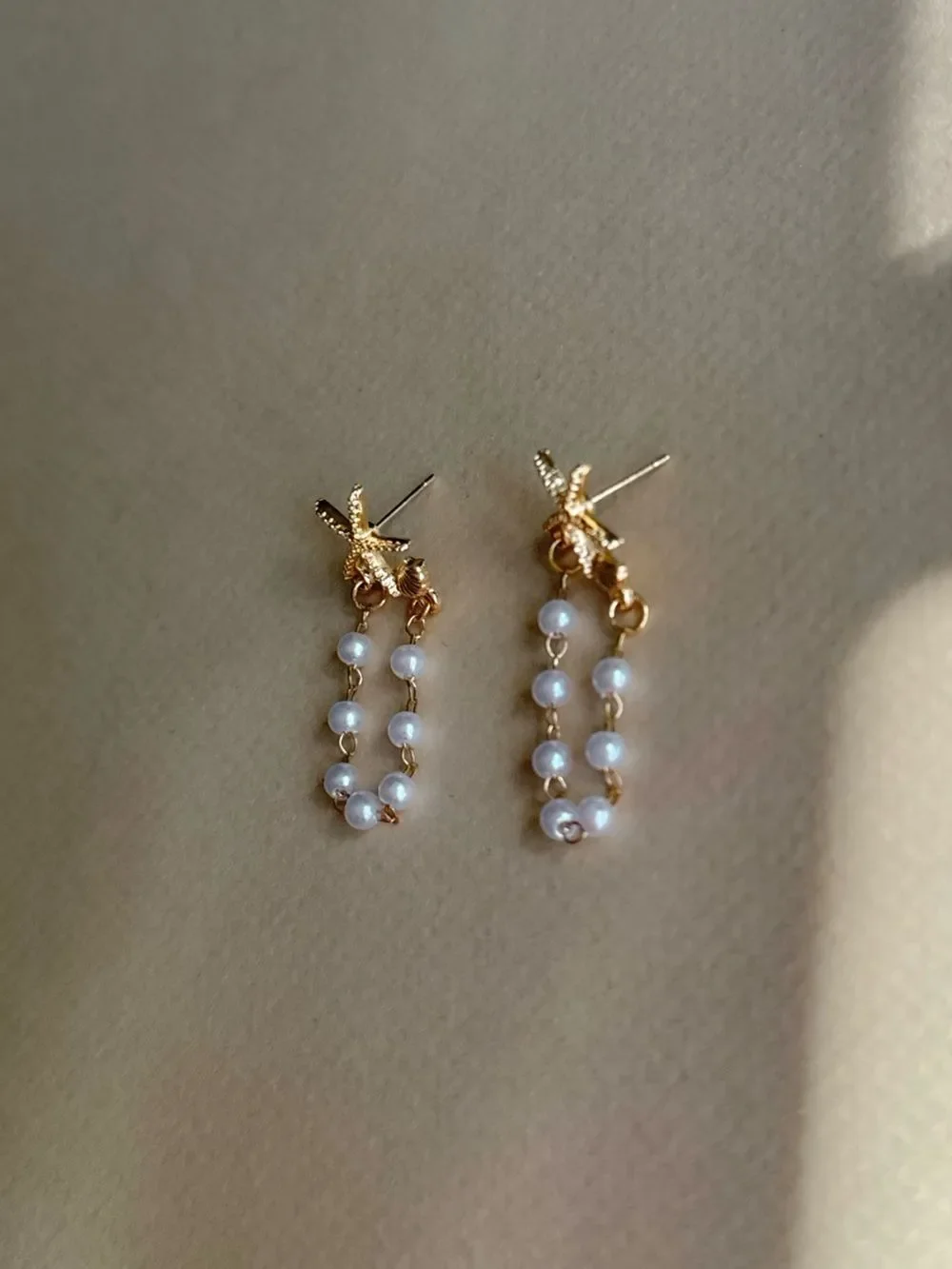 Starfish Pearl Drop Earrings S1413